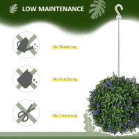 HOMCOM Set of 2 Artificial Plant Topiary Balls, UV-protected Fake Decorative Plants, Purple(m-5)