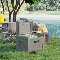 Outsunny 30L Portable Car Refrigerator - Light Green and Grey(m-8)
