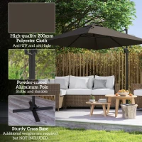 Outsunny Patio Offset Parasol Umbrella - Tan(m-7)