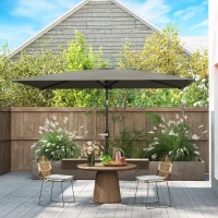 Outsunny 3x2m Garden Parasol Umbrella with Aluminium Pole, Tilt and Crank, Rectangular Outdoor Table Parasol Sun Shade for Patio, Light Grey(m-2)