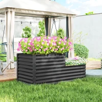 Outsunny Two-Tier Galvanised Steel Garden Planter - Dark Grey(m-8)