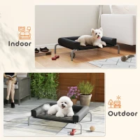 PawHut Elevated Dog Bed with Removable Bolsters, Raised Dog Bed for Small Breeds, Portable Indoor & Outdoor Pet Cots, Black(m-7)