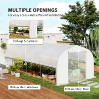 Outsunny 19.5 x 9.8ft Tunnel Greenhouse, with Accessories - White(m-4)