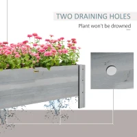 Outsunny 58L Garden Raised Bed Planter Grow Containers for Outdoor Patio Plant Flower Vegetable Pot Fir Wood, 100 x 36.5 x 36 cm, Grey(m-6)