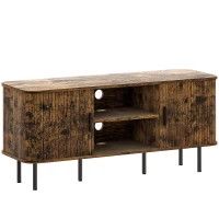HOMCOM TV Stand Cabinet for TVs up to 55 Inches, TV Unit with Storage Shelves and Cupboard for Living Room, Rustic Brown(m-1)