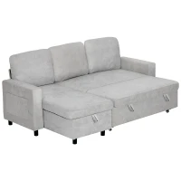 HOMCOM L Sofa Bed, with Storage - Light Grey(m-1)