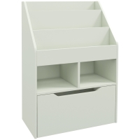 HOMCOM Kids Bookshelf, Toy Organiser, with Storage Drawer, Wheels - Green