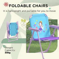 Outsunny Kids Picnic Table and Chair Set, Fairy Themed Outdoor Garden Furniture w/ Foldable Chairs, Adjustable Parasol(m-4)