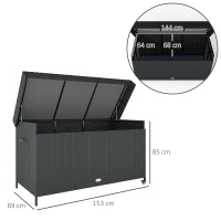 Outsunny 627 L Rattan Storage Box - Black(m-3)