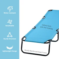 Outsunny Garden Sun Lounger, with Five-Position Back - Light Blue(m-5)