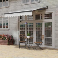 Outsunny 2.5 x 2m Electric Awning with Remote Controller, Aluminium Frame DIY Retractable Awning, UV30+ Sun Shade Canopy for Garden Patio Deck Door Window, Light Grey(m-8)
