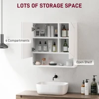 kleankin Wall Mounted Bathroom Storage Cupboard - White(m-4)