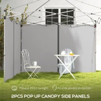 Outsunny Set of Two 3 x 3(m) Replacement Zipped Gazebo Walls - Grey(m-4)