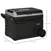 Outsunny 50L Car Refrigerator, Portable Compressor Cooler Box, Fridge Freezer w/ Inner LED Light, Foldable Handles, Cup Holders, 12/24V DC and 110-240V AC for Campervan RV Boat Travel Down to -20℃(m-3)