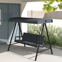 Outsunny Three-Seat Garden Swing Chair, with Adjustable Canopy - Dark Grey(m-8)