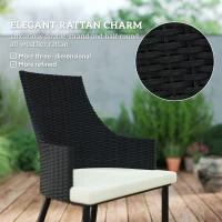 Outsunny 6 Seater Rattan Dining Set with Cushions, Garden Furniture Set with Armchairs, Rectangle Slatted Table Top, Steel Frame, Parasol Hole, Wicker Outdoor Furniture for Patio, Balcony, Cream White(m-4)