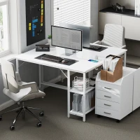 HOMCOM Computer Desk, with Power Sockets - White(m-8)