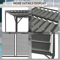 Outsunny 3 x 2.8m Metal Pergola, with Retractable Fabric Roof - Grey(m-5)
