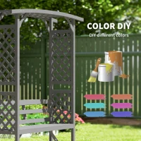 Outsunny Garden Bench, Wooden Garden Arbour with Seat for Vines/Climbing Plants, Grey(m-6)