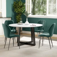 HOMCOM Set of Four Flannel Relaxed Tub Dining Chairs - Green(m-7)