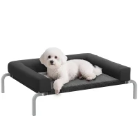 PawHut Elevated Dog Bed with Removable Bolsters, Raised Dog Bed for Small Breeds, Portable Indoor & Outdoor Pet Cots, Black(m-10)