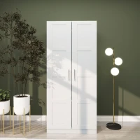 HOMCOM Double Paneled Door Wardrobe, with Shelves - White(m-2)
