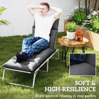 Outsunny Sun Lounger Cushion Only, 190 x 56 x 10 cm Garden Lounge Chair Cushion, UPF20+ 220gsm Fabric, Thick Sunbed Replacement Pad with 6 Ties, Dark Grey(m-5)