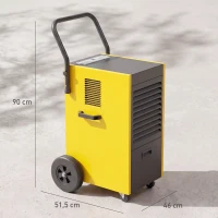 DURHAND Gewerbe-Luftentfeuchter 70L/Tag mit Rädern und Griff, kontinuierlicher Ablaufschlauch, 24-Stunden-Timer, 5,5L Tank, Gelb(m-3)