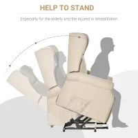 HOMCOM Power Lift Recliner Armchair, Electric Lift Chair for Elderly, Fabric Riser and Reclining Chair with Remote Control, Side Pockets, Extended Footrest, for Living Room, Beige(m-6)