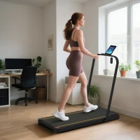 SPORTNOW 2.5HP Walking Pad, 1-6km/h Folding Treadmill with Remote Control and LED Display for Home Gym Office, Orange(m-2)