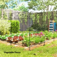 Outsunny Decorative Garden Fencing, 4PCs Outdoor Picket Fence Panels, 43in x 11.5ft Rustproof Metal Wire Landscape Flower Bed Border Edging Animal Barrier, Black(m-8)
