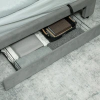 HOMCOM King Size Ottoman Bed Frame, with Front Drawer - Grey(m-8)
