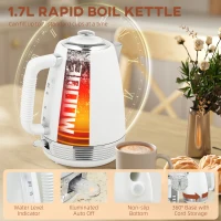 HOMCOM Stainless Steel Panel Kettle and Toaster Set - White(m-4)