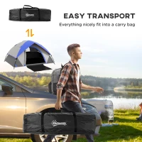 Outsunny Two Man Single Room Dome Tent, with Accessories - Dark Blue/Grey(m-7)