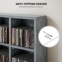 HOMCOM CD Storage Unit with Adjustable Shelves, 89 x 130.5 cm, Cement Grey(m-6)