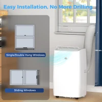 HOMCOM Portable Air Conditioner 12000 BTU, 4-in-1 Air Conditioning Unit, Dehumidifier, Cooling, Fan, Sleep Mode with 2 Speeds, Remote, LED Display, 24H Timer, Window Kit, Child Lock, 35m², Cream(m-8)