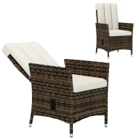 Outsunny 105°-150° Reclining Rattan Chair - Cream(m-11)