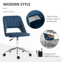 Vinsetto Armless Velvet-Feel Office Chair - Dark Blue(m-5)