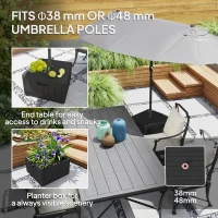 Outsunny Garden Parasol Base Outdoor Umbrella Stand with Wheels Handles, Garden Umbrella Base, Filled Up to 80kg with Stand or 50kg with Water for 38, 48 mm Poles, Black(m-4)