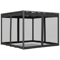 Outsunny 3 x 3m Aluminium Frame Pergola, with Retractable Roof - Dark Grey(m-1)