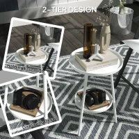 Outsunny Two-Tier Metal Garden Table - White(m-4)