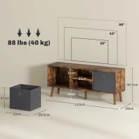 HOMCOM TV Cabinet Stand Unit for TVs up to 50'' with Foldable Drawers, Entertainment Centre for Living Room Rustic Brown(m-3)