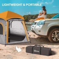 Outsunny Instant Pop Up Camping Tent, 2/3/4 Person Easy Setup Dome Family Tent with Vestibule, Rainfly, 4 Mesh Windows & 2 Doors, Hexagonal Design, Waterproof & UV Protected, Light Grey(m-8)