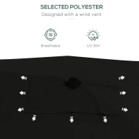 Outsunny 3 x 2 m Garden Parasol Umbrella with Aluminium Pole, UPF 50+ Rectangular Outdoor Table Parasol Sun Shade with Crank & Push Button Tilt, Metal Ribs, Black(m-7)