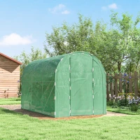 Outsunny 3 x 2 x 2m Polytunnel Greenhouse with Hinged Door, Walk-in Grow House Tent with PE Cover and Galvanised Steel Frame, Green(m-8)