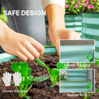 Outsunny Two-Tier Galvanised Steel Garden Planter - Dark Green(m-6)