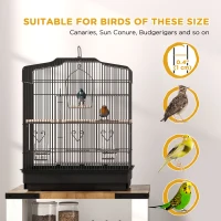 PawHut Large Metal Bird Cage with Perches, Food Bowls, Swing, for Budgies, Parakeets, Black(m-7)