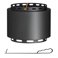 Outsunny Smokeless Fire Pit, 48.5cm Portable Wood Burning Firepit with Poker for Garden Camping Bonfire Party, Metal, Black(m-10)