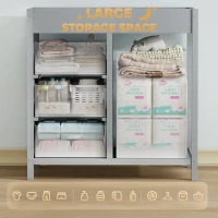 AIYAPLAY Baby Changing Unit with 4 Storage Drawers, Mat for Bedroom Nursery, 84 x 84.5 cm, Grey(m-5)