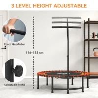 HOMCOM Mini Round Steel Frame Trampoline w/ Adjustable Handle, Orange(m-4)